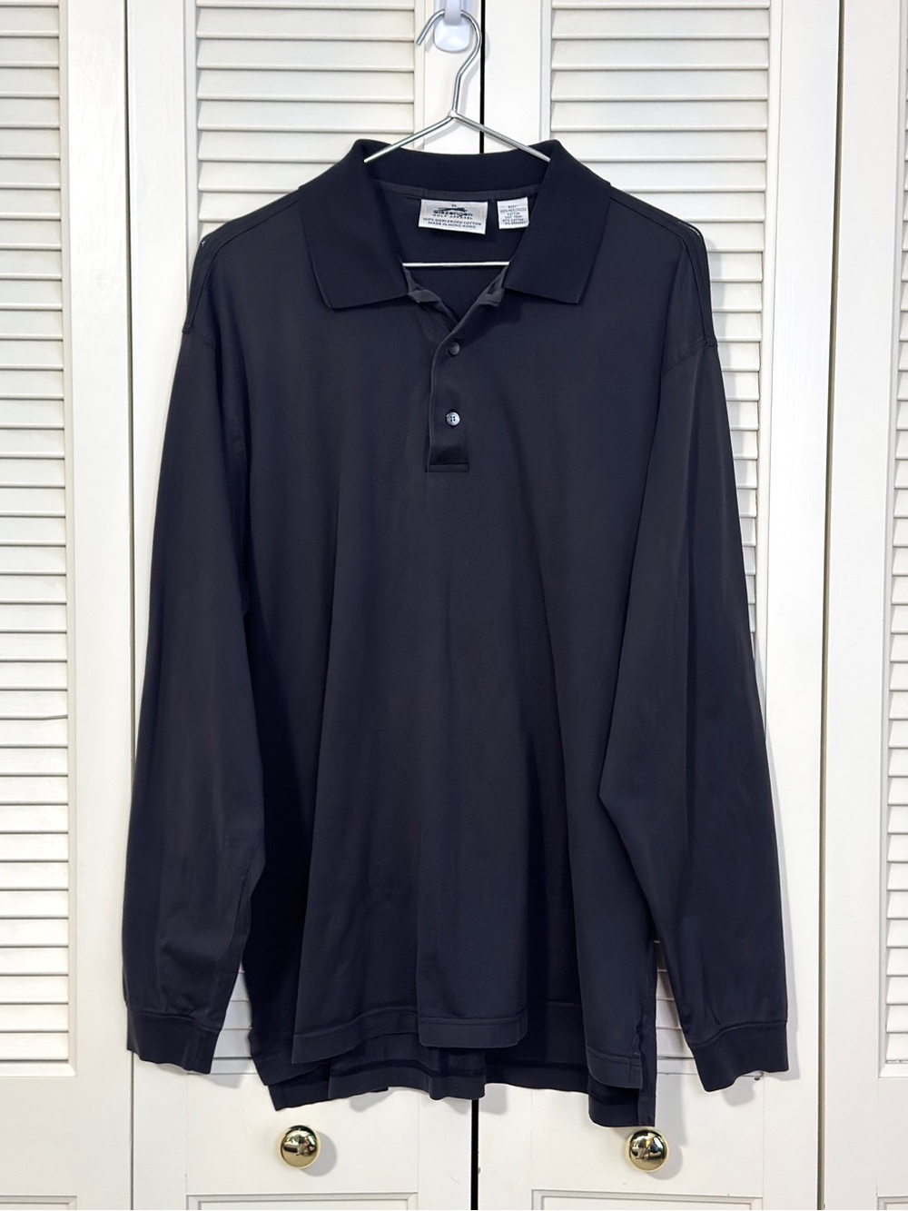 Slazenger Golf Long Sleeve Black Cotton Polo Shirt